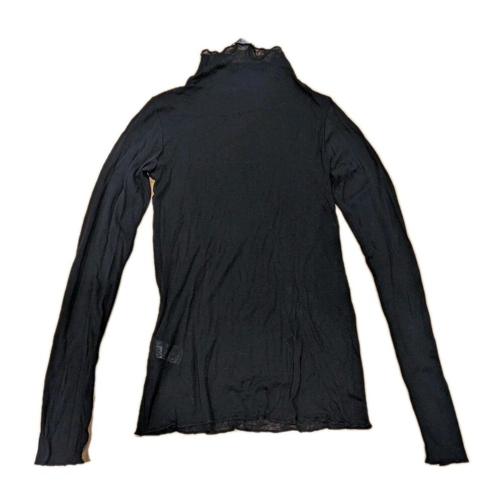 Zara NWT Sheer Black Mesh Long Sleeve Top Stretch Goth Whimsygoth Y2K Grunge S - Picture 3 of 8